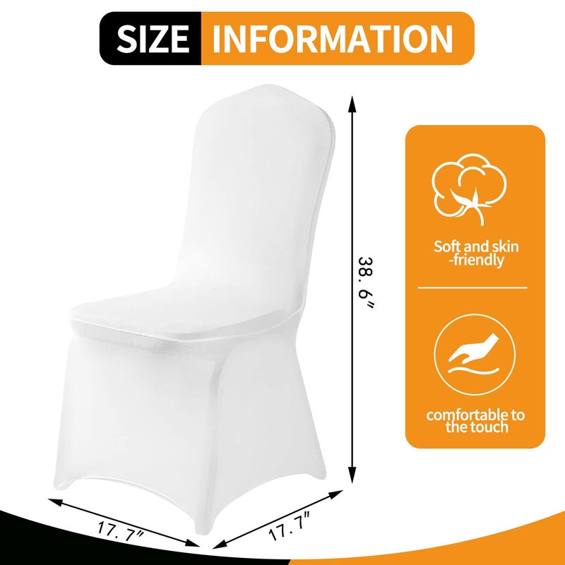Yahpetes Chair Cover White Polyester Spandex Banquet Chair Covers Slipcover Flat Front Stretch Spandex Chair Covers for Wedding Banquet Dining Party Decorations (1 Pcs White) - Image 2